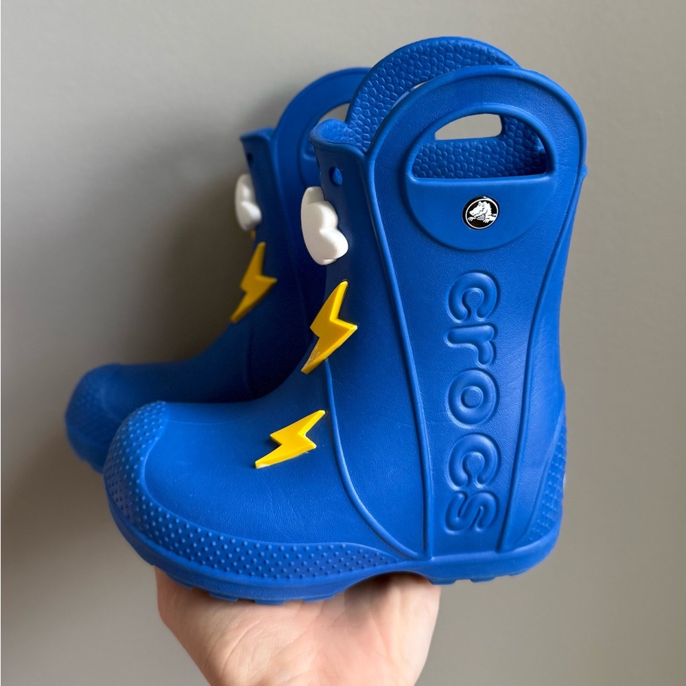 CROCS  Limited collection Handle It Lightning Bolt Rain Boots size C9 - Picture 5 of 9